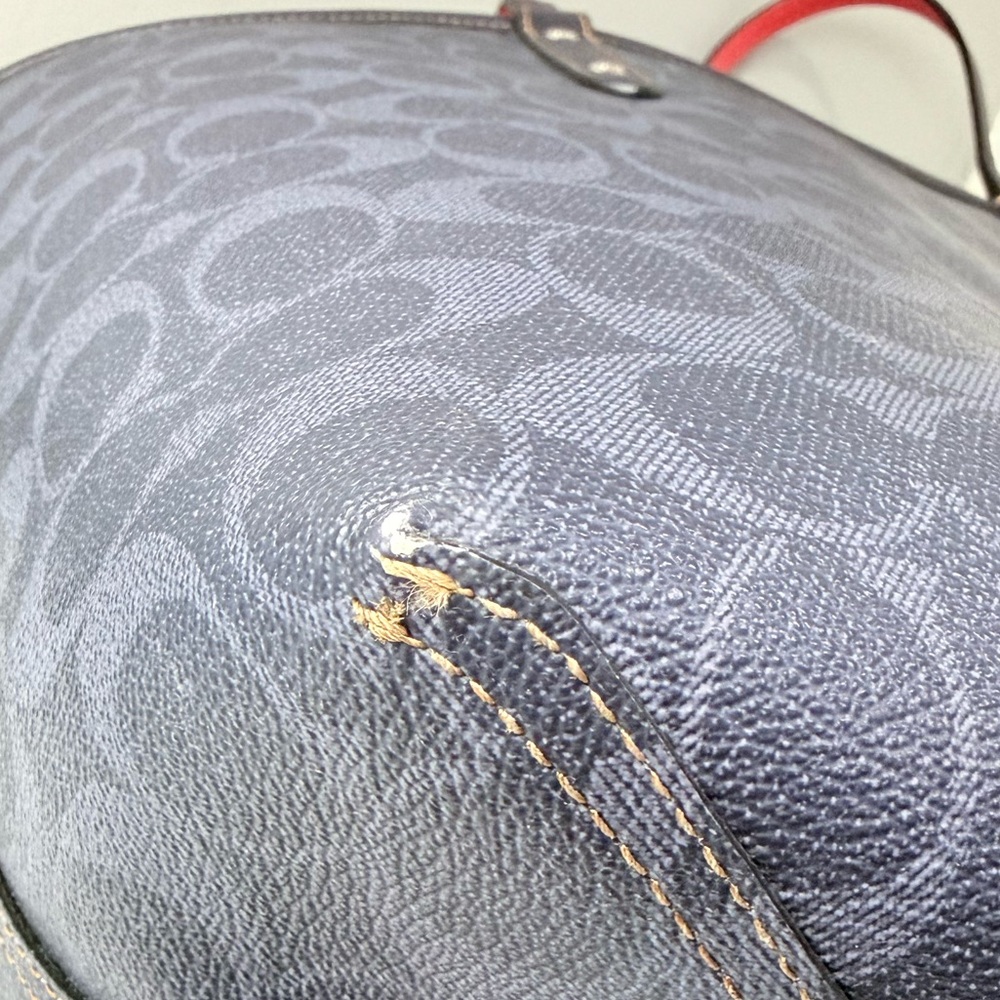 Coach blue and red coated canvas reversible Tote Bag - Picture 6 of 16